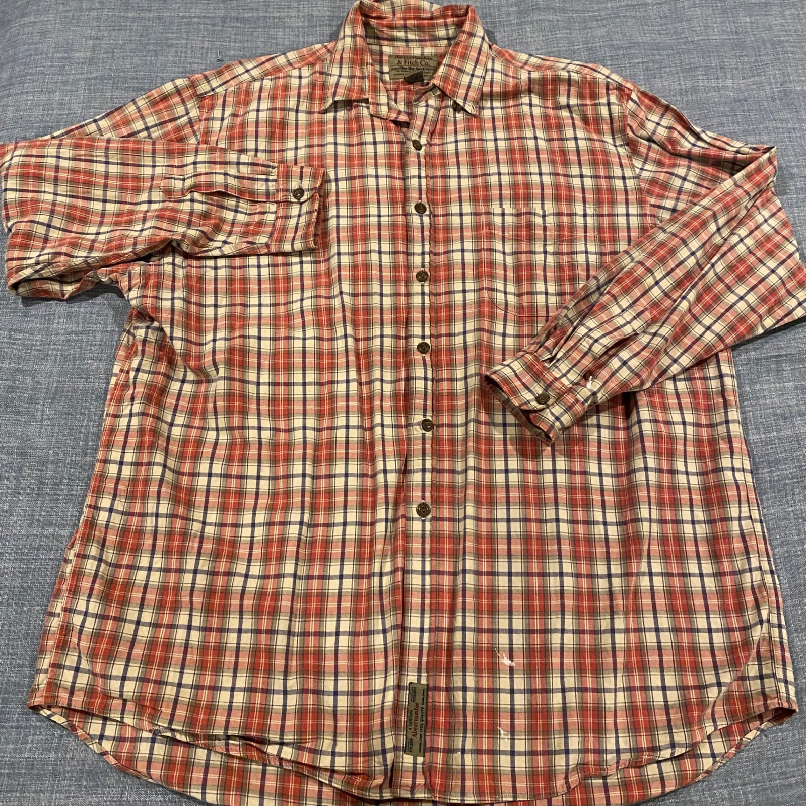 Vtg Abercrombie Fitch The Big Shirt Mens Xl Plaid Long Sleeve Button Up Casual